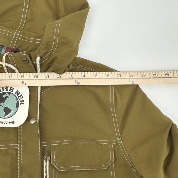 TOAD&CO(NEW!) Women M Forester Pass Parka Jacket Olive Green Plaid Lined Hooded - Picture 13 of 16